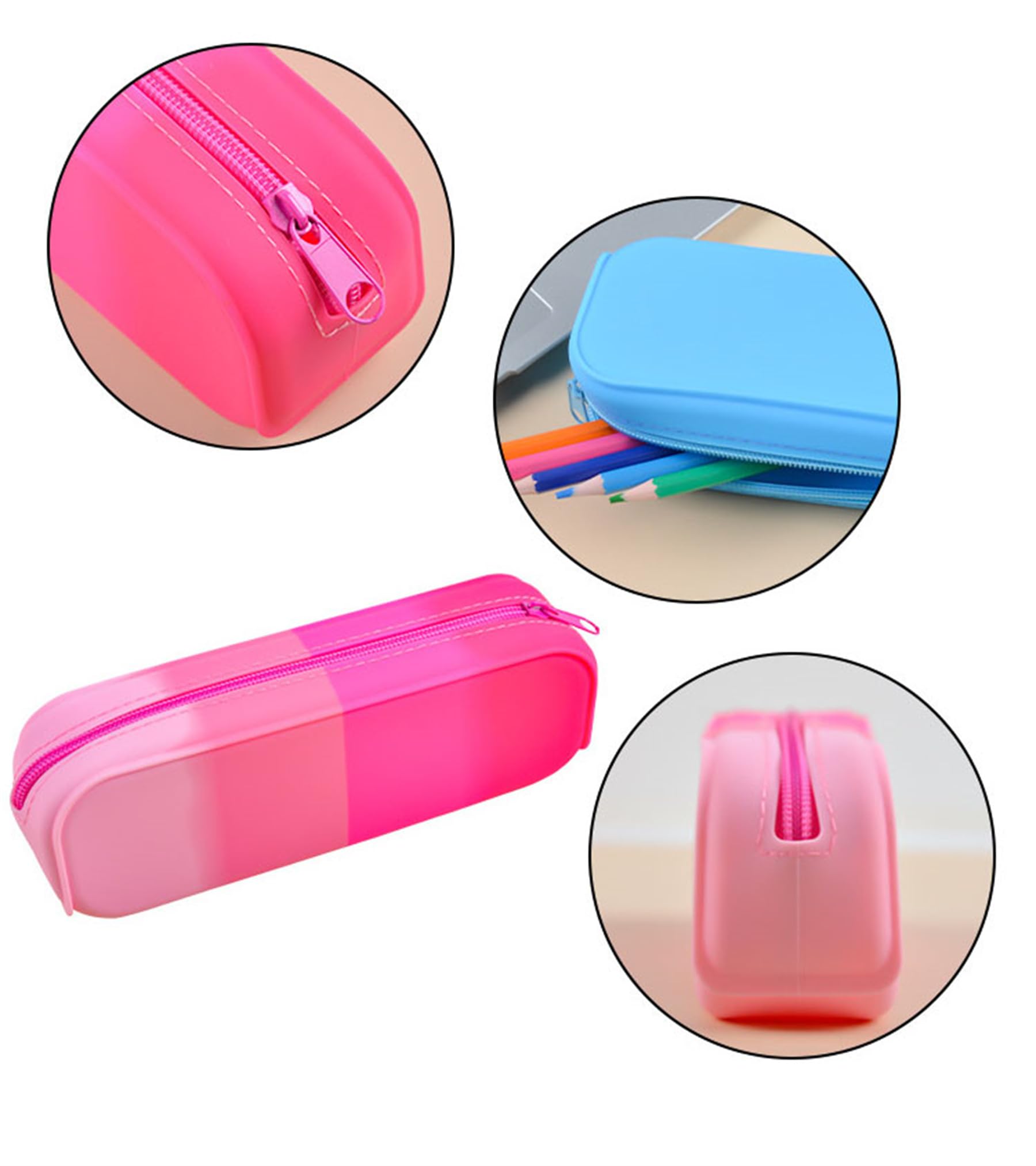 YYaaloa Pink Silicone Pencil Case,Colorful Waterproof Pencil Pouch Aesthetic Pencil Case Small Pencil Bag, Pencil Pouch for Women, Makeup Pouch