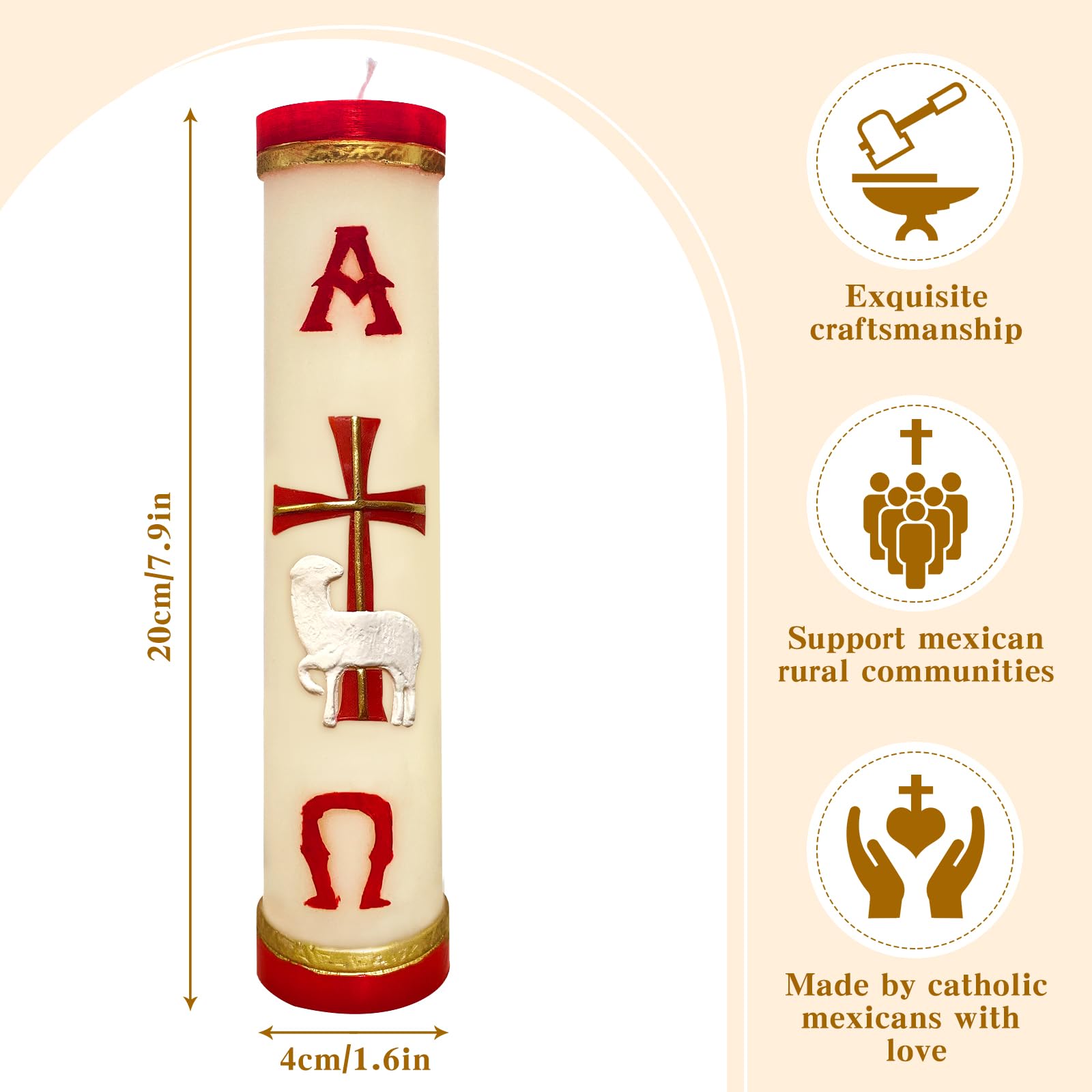 Religious Candles Catholic,Handmade Prayer Candles for Church Devotional Saint Blessed Mexican Gift,Paschal Candle,Cirios Religiosos Catolicos,Cirio Pascual,Veladoras Mexicanas,Escapularios Catolicos