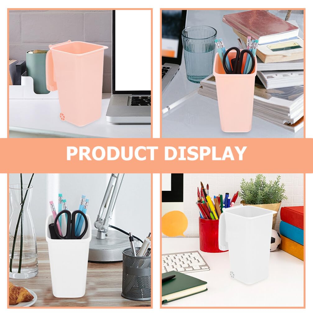 SEWACC 2 Pcs Tabletop Trash Bin Mini Desk Covered Trash Can Garbage Bucket Trash Can Desktop Pen Stationery Holder