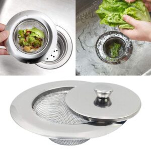 Kitchen Sink Strainer Drain Hair Catcher Bath Stopper Plug Sewer Filter with Lid Sink Strainers for Kitchen Sink Stainless Steel 3.3