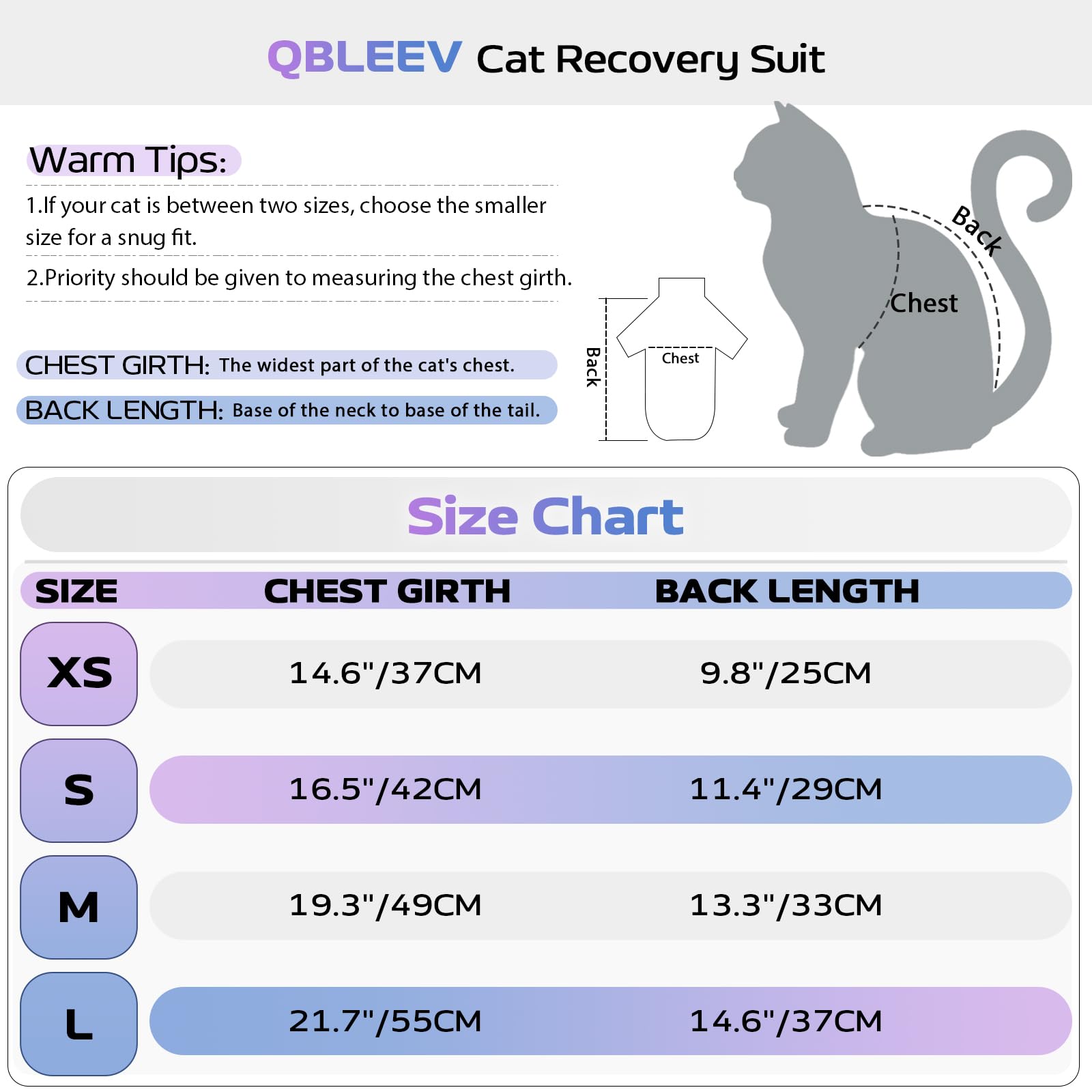 QBLEEV Cat Recovery Suit, Cat Surgery Recovery Suit Female, Kitten Cat Onesie for Cats After Surgery, Pet Cat Spay Surgical Recovery Suit Soft Cat Clothes Abdominal Wound Skin Diseases Protection L