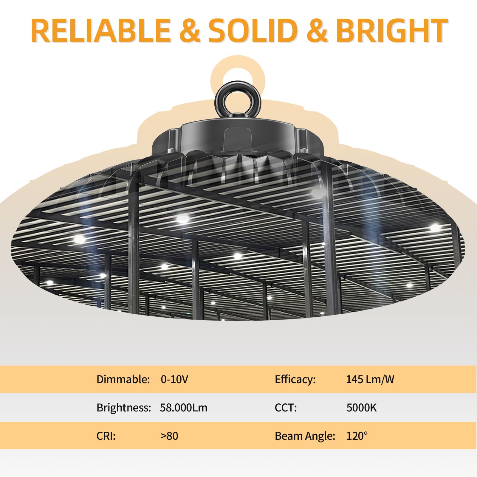 OPENLUX 400W UFO Led High Bay Light 58000lm 5000K 1-10V Dimmable High Bay Led Lights Led High Bay Lights Alternative to 1300W MH/HPS for Gym Factory Warehouse Shop Barn Garage