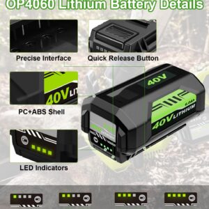 Moticett New Upgraded 6000mAh Replacement for Ryobi 40V Battery 6.0Ah Compatible with Ryobi Lithium Battery 40V Replacement for Ryobi 40 Volt Battery OP4026 OP40601 OP4050A OP4040 OP4030 OP4050