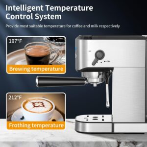 ILAVIE Espresso Machine with 1000ML Removable Water Tank for Cappuccino, Latte