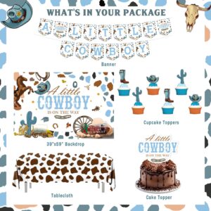 Party Inspo Cowboy Baby Shower Decorations, Western Rodeo Baby Shower Decorations, Wild West A Little Cowboy is On The Way Backdrop Balloon Banner Tablecloth Cake Cupcake Topper Box Cutout