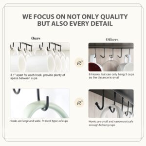 Mkono Under Cabinet Mug Hanger Metal Mug Hooks Coffee Cup Holder with 8 Hooks Simple Coffee Mug Organizer for Cabinet Shelf Modern Mug Storage Display Rack for Kitchen Coffee Bar, Black