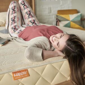 Happsy Organic Queen Mattress - 10 Inch Plush Mattress with Encased Coils - Mattress in Box for Pressure Relief & Comfortable Sleep - Naturally Cooling & Breathable Latex Mattress