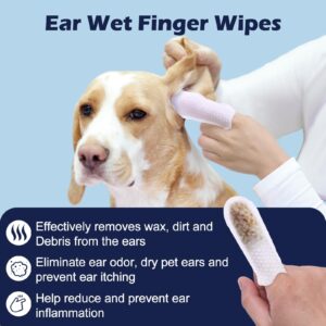 UNIPUP Dog Ear Finger Wipes, Gentle Dog Ear Cleaning Wipes for Dogs and Cats, Ear Wipes for Dogs Remove Ear Wax, Dirt, and Odor, Puppy Ear Wipes Sooths & Deodorizes, Natural Ingredients 70 Count