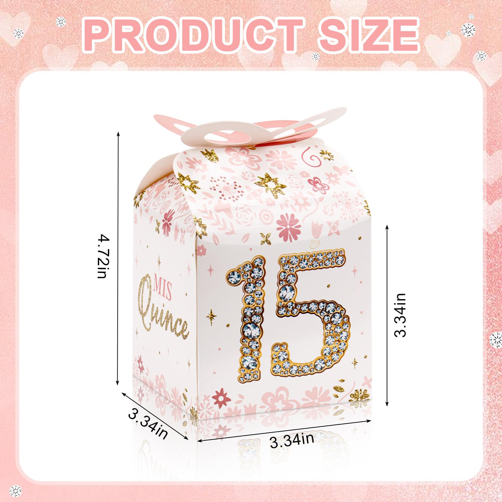 Qonmpcvu 50PCS 15th Birthday Box 13" 15th Birthday Party Favor Boxes Quinceanera Party Decorations Mis Quince Anos, Sweet 15 Birthday 15th Birthday Box Decoration Rose Gold For Guest Party