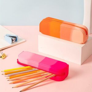 YYaaloa Pink Silicone Pencil Case,Colorful Waterproof Pencil Pouch Aesthetic Pencil Case Small Pencil Bag, Pencil Pouch for Women, Makeup Pouch