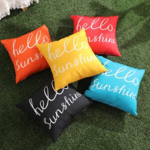 DFXSZ Outdoor Pillow Covers 12x20 Inch Set of 2 Hello Sunshine Decor Red Waterproof Throw Pillow Covers Summer Outdoor Waterproof Pillow Covers Decor for Patio Funiture Garden Sofa Couch 021A