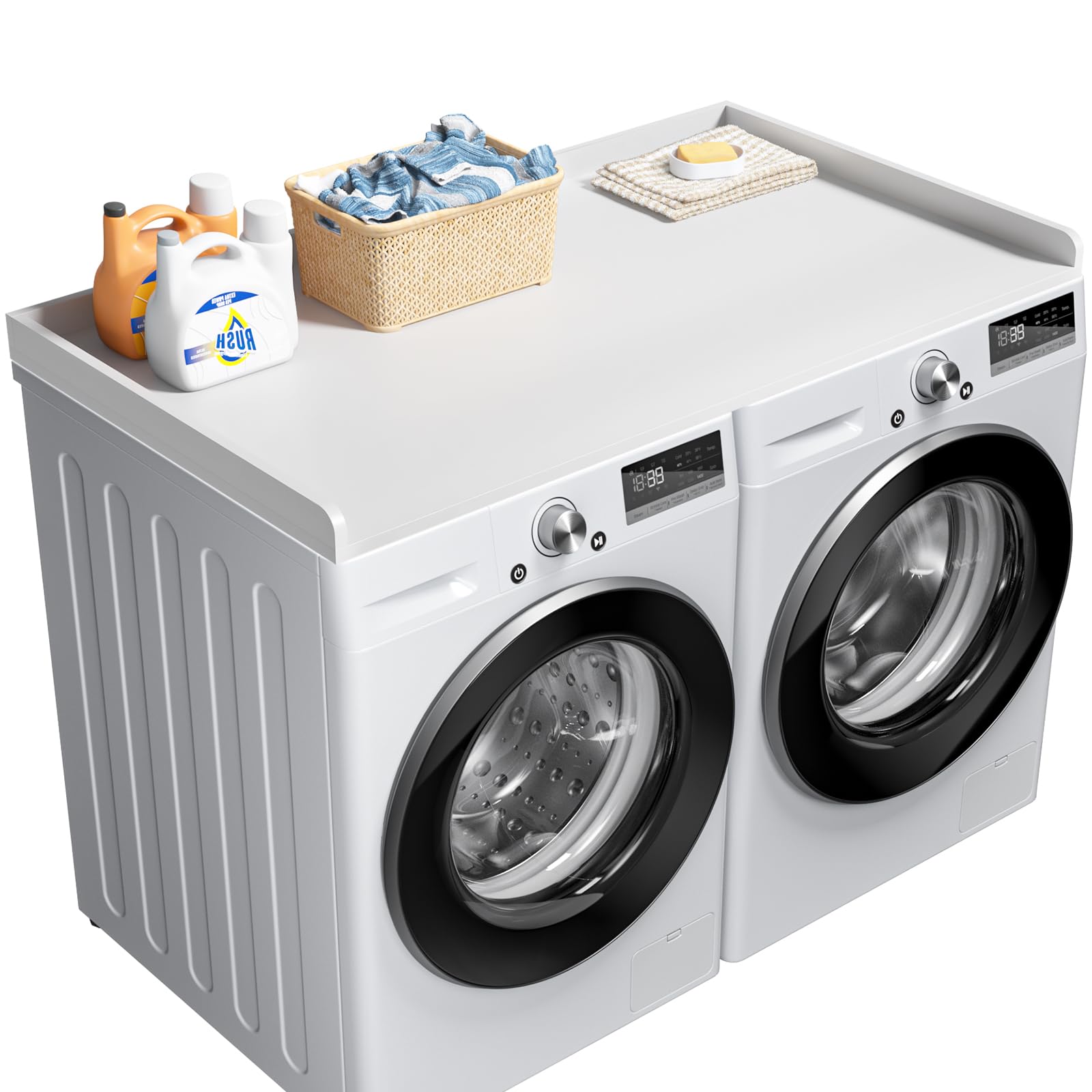 Ulif Laundry Countertop for Washer and Dryer, Over Washer Dryer Topper for Storage and Organization, Overall Size 27.5"D x 54"W x 2.6"H White