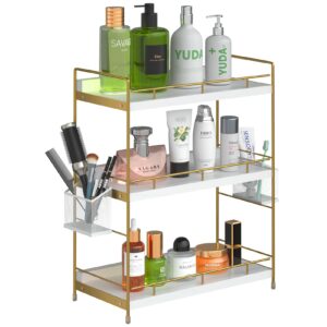 bathroom organizer countertop ,3 tiers bathroom countertop organizer,bathroom counter organizer with basket,gold vanity organizer countertop table for skincare cosmetics, dressers, cosmetic organizerr