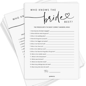 gardencity bridal shower games for 50 guests - who knows the bride best bridal shower game - minimalist