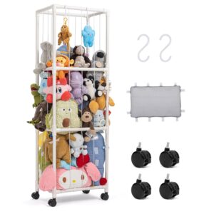 stuffed animal zoo storage, extra large stuffed animal holder with dust cloth and universal wheels, toy storage organizer, plush storage organizer shelf for birthday gift, nursery play room bedroom