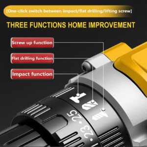 Cordless Hammer Drill for Dewalt 20V MAX Battery Brushless, Compact Impact Driver, Cordless 1/2" Hammer Drill Driver with Variable Speed, Handlebar for Home Improvement, Woodworking, Metal(Tool Only)