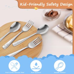 AUOIKK 10-Piece Toddler Flatware, Kids Utensils Stainless Steel Cutlery Set, Children Safe Spoons and Forks with Ergonomic Handle, Easy to use and Dishwasher Safe (Crocodile and Bear)