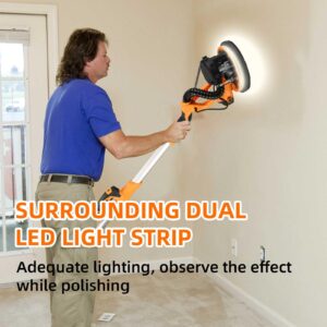 Electric Drywall Sander with Vacuum,1390W Wall Sander Popcorn Ceiling Removal Tool,13ft Cord,Extendable & Foldable Handle,Auto Dust Collection,LED Worklights for Wall Ceiling