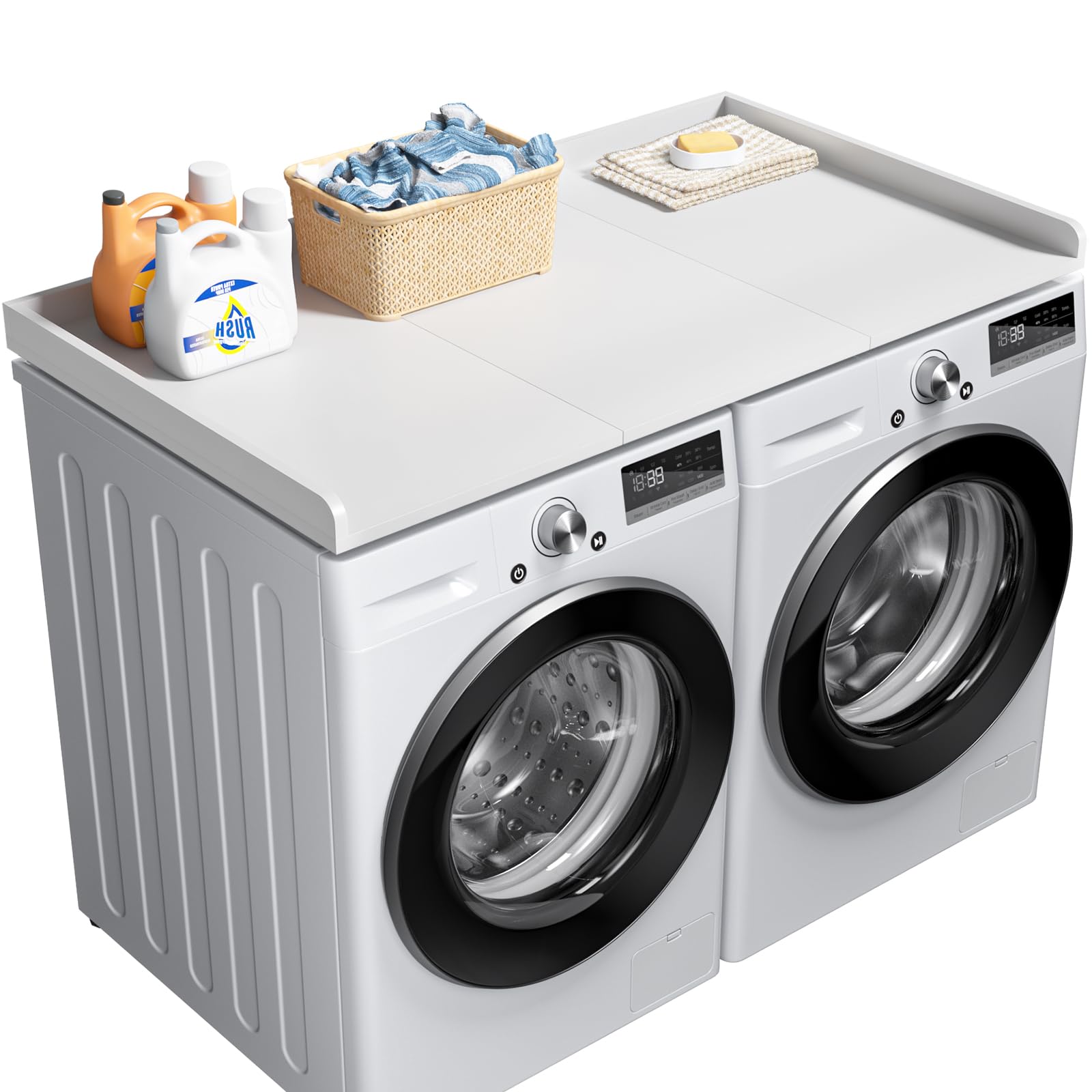 Ulif Washer Dryer Countertop, Washer and Dryer Countertop Table with Non-Slip Pads for Laundry Organization, 27.5" D x 54" W x 2.6" H, Splicing Style White