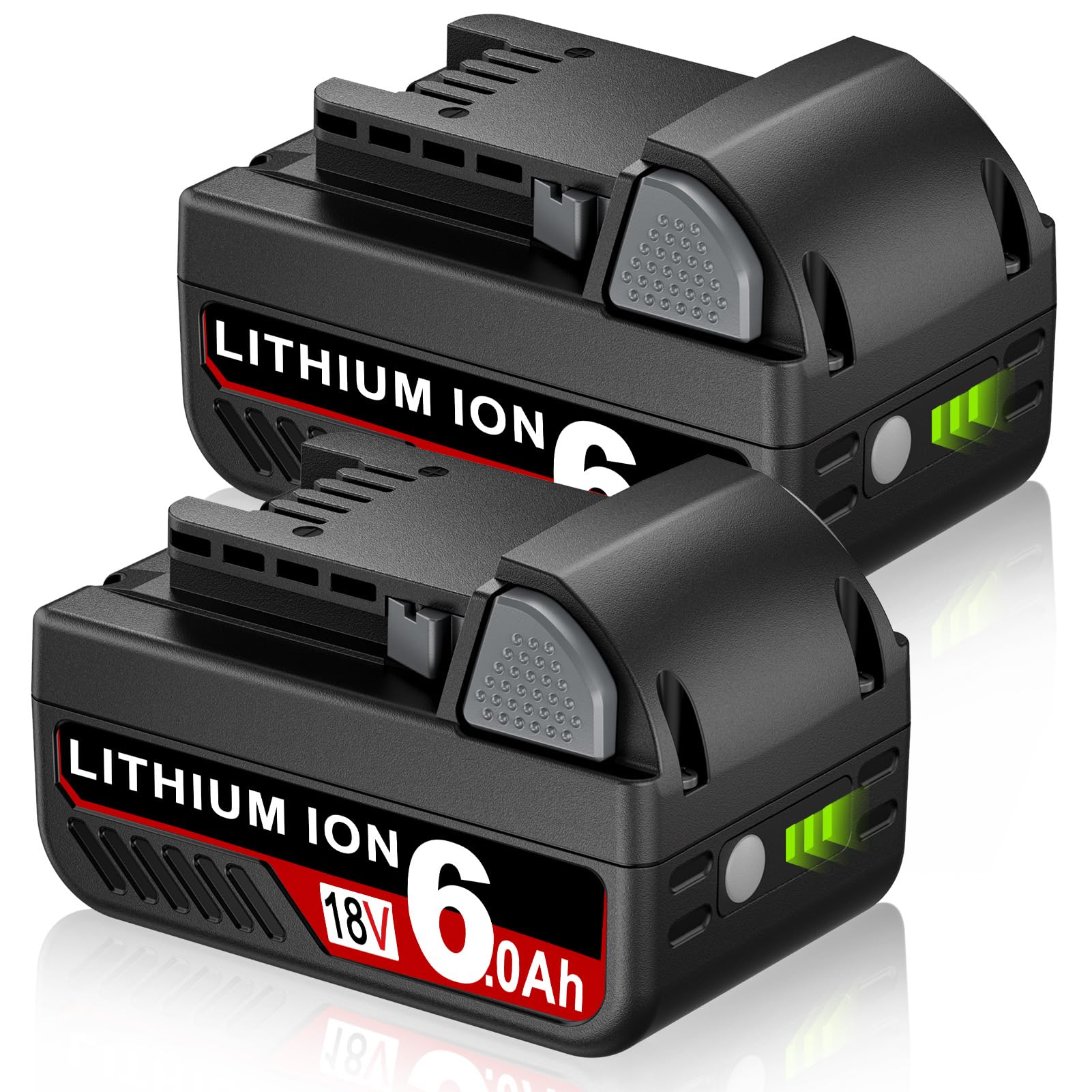 DASNITE M-18 6.0Ah Li-ion Battery Replacement for Milwaukee M-18 Battery 2Pack 18V Lithium Battery Replacement For Milwaukee 18V Battery 48-11-1811 48-11-1815 48-11-1820 48-11-1822 Cordless Power Tool