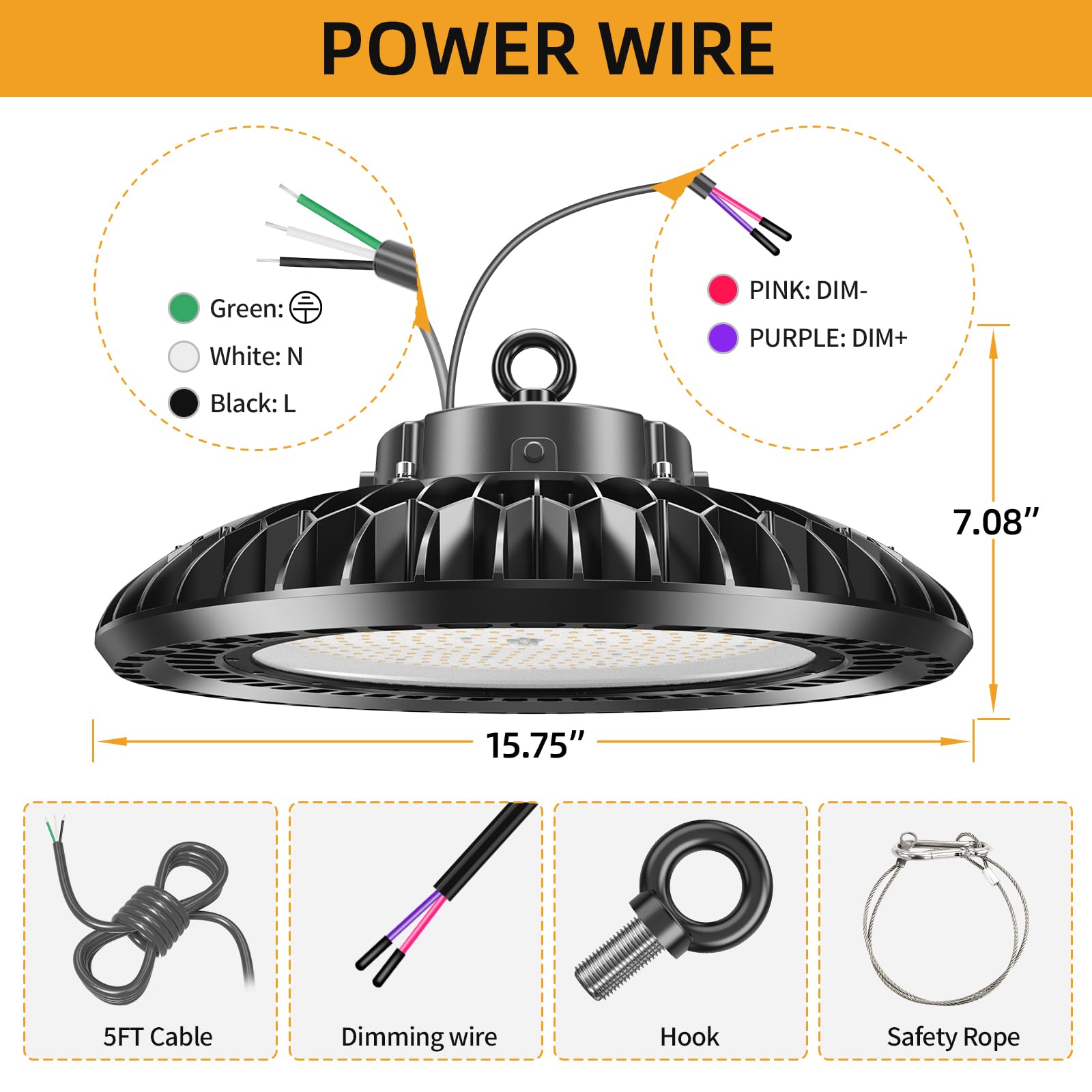 OPENLUX 400W UFO Led High Bay Light 58000lm 5000K 1-10V Dimmable High Bay Led Lights Led High Bay Lights Alternative to 1300W MH/HPS for Gym Factory Warehouse Shop Barn Garage