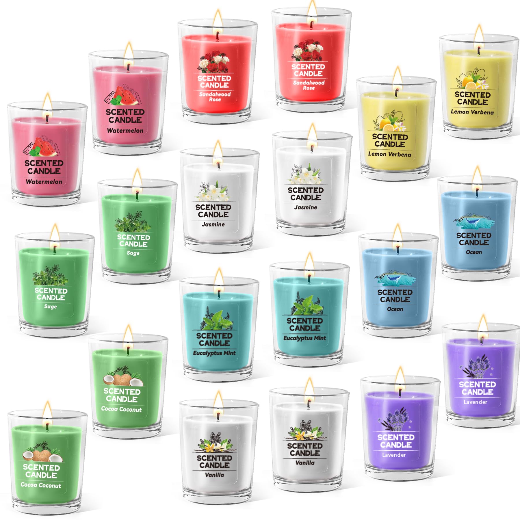 20 Pack Scented Candles Gift Set,Each 5.65oz Aromatherapy Candles Bulk Total 380H Lasting Burn, Soy Wax Candles for Women Home Scented,Ideal for Birthday,Christmas,Thanksgiving