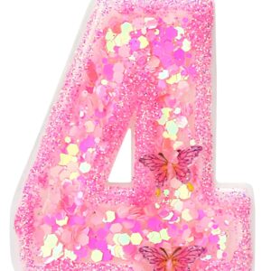 FAMGift Birthday Candles - Number 4 Candle, Butterfly Birthday Candles for Cake, Birthday Party Decorations, Theme Party Supplies, Wedding Cake Topper, Anniversary Party Decor