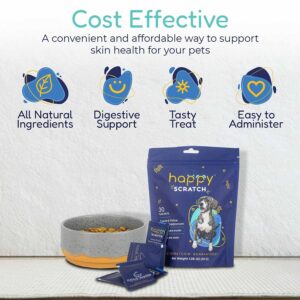 Happy Scratch Dog Allergy Relief for Itching and Licking, Itchy Skin and Chewing from Seasonal Allergies, Flavor Pets Love, One Month Supply for All Cat and Dog Breeds - 30 Sachets