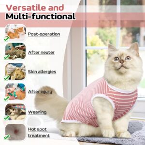 QBLEEV Cat Recovery Suit, Cat Surgery Recovery Suit Female, Kitten Cat Onesie for Cats After Surgery, Pet Cat Spay Surgical Recovery Suit Soft Cat Clothes Abdominal Wound Skin Diseases Protection L