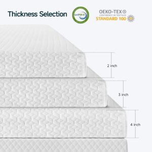 ONBRILL 4 Inch Mattress Topper Cal King, Cooling Gel Memory Foam Bed Topper with Cooling Cover, Bamboo Charcoal Infused, Soft & Pressure Relief & Non-Slip, Dorm/Guest, CertiPUR-US & Oeko-Tex Certified