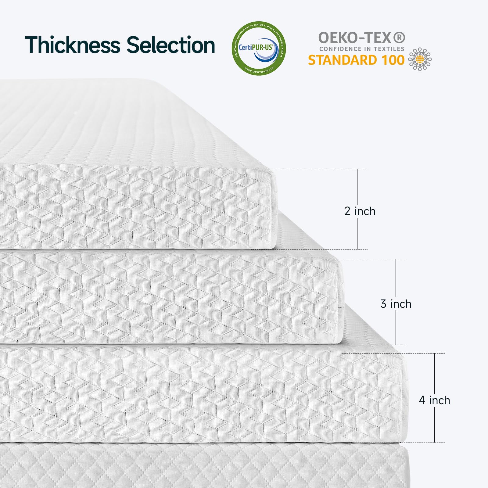 ONBRILL 4 Inch Mattress Topper Cal King, Cooling Gel Memory Foam Bed Topper with Cooling Cover, Bamboo Charcoal Infused, Soft & Pressure Relief & Non-Slip, Dorm/Guest, CertiPUR-US & Oeko-Tex Certified