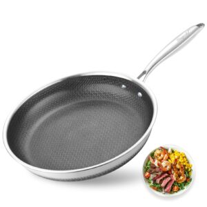 dingerkit frying pans nonstick, 11” hybrid stainless steel non stick frying pans for kitchen and camping - nonstick cookware - dishwasher and oven safe skillet for induction gas ceramic.