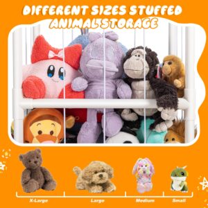 Stuffed Animal Zoo Storage, Extra Large Stuffed Animal Holder with Dust Cloth and Universal Wheels, Toy Storage Organizer, Plush Storage Organizer Shelf for Birthday Gift, Nursery Play Room Bedroom