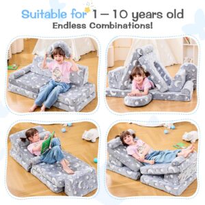 IFNOW Modular Kids Play Couch,Toddler Couch Kids Sofa,Child Sectional Sofa,Bedroom and Playroom Furniture for Toddlers,Convertible Foam and Floor Cushion for Boys and Girls,Glow in The Dark,Star