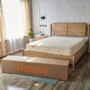 Happsy Organic Queen Mattress - 10 Inch Plush Mattress with Encased Coils - Mattress in Box for Pressure Relief & Comfortable Sleep - Naturally Cooling & Breathable Latex Mattress