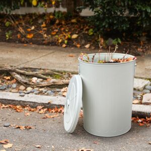 MARKSON 20-Gallon Beige Galvanized Steel Can - Secure Lid for Indoor/Outdoor Use