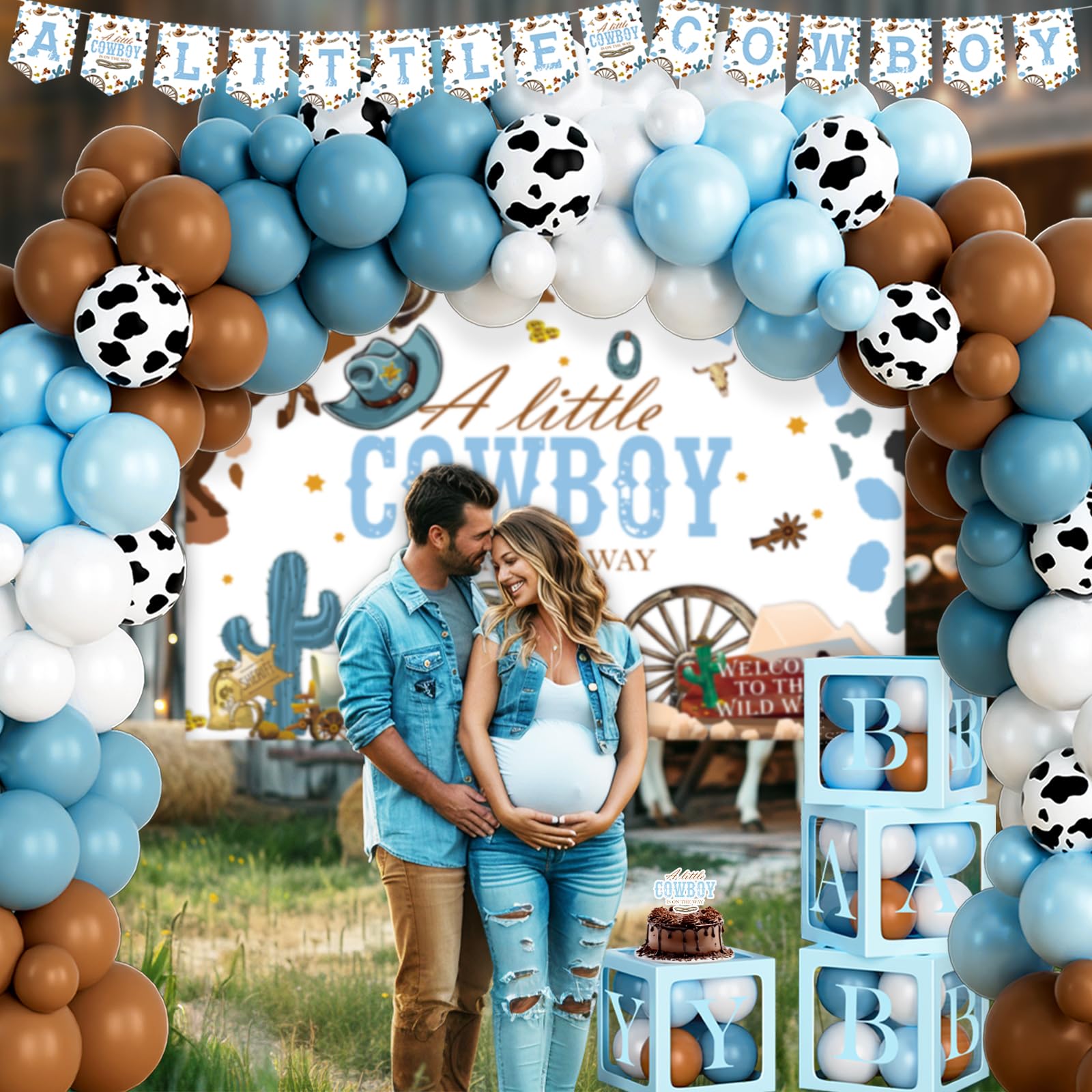 Party Inspo Cowboy Baby Shower Decorations, Western Rodeo Baby Shower Decorations, Wild West A Little Cowboy is On The Way Backdrop Balloon Banner Tablecloth Cake Cupcake Topper Box Cutout