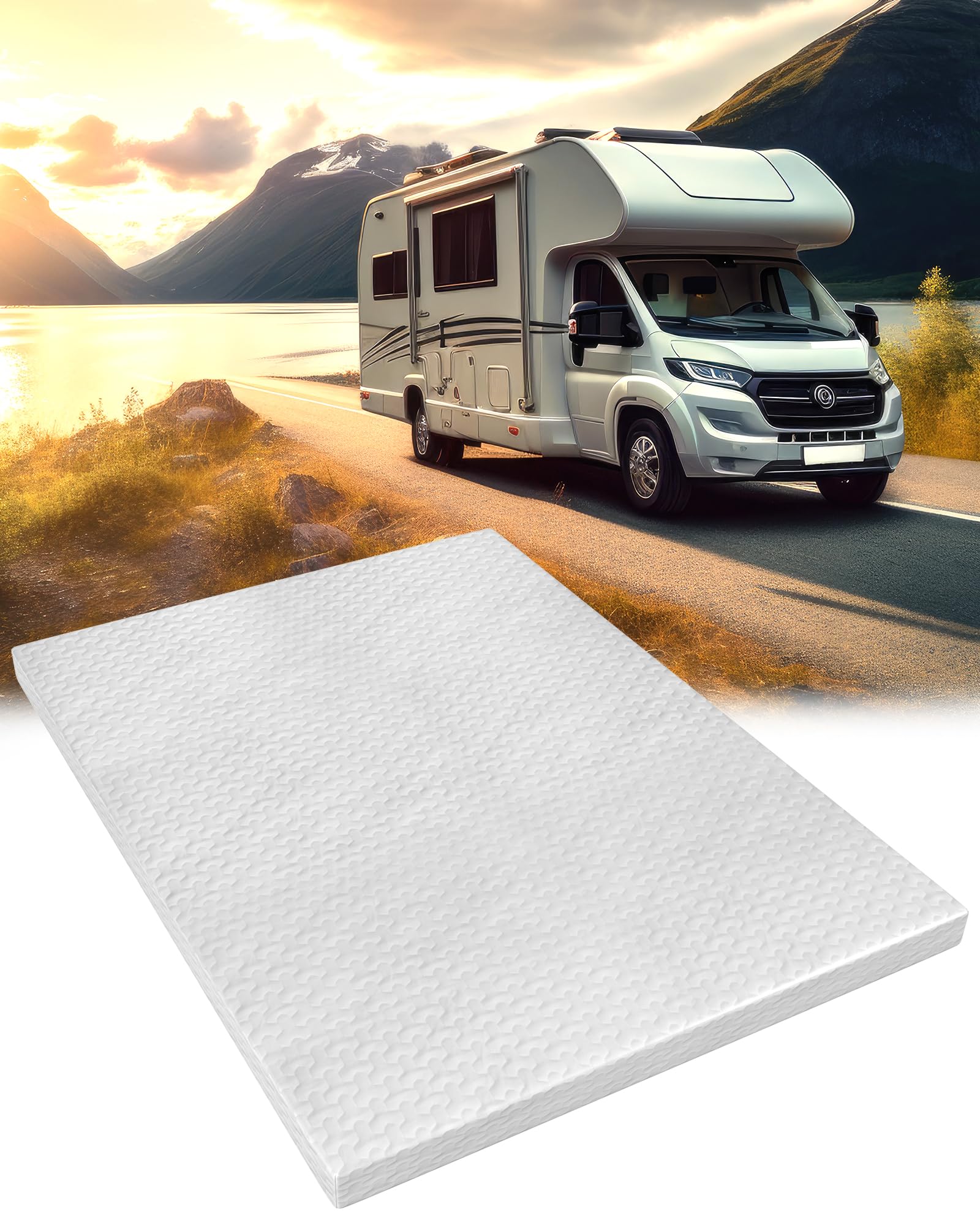 Slumbrae 4" [RV King] Memory Foam Mattress Topper for RV with Ultra Soft Cover, CertiPUR-US Certified, 72"*80"