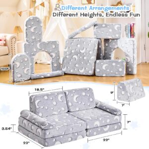 IFNOW Modular Kids Play Couch,Toddler Couch Kids Sofa,Child Sectional Sofa,Bedroom and Playroom Furniture for Toddlers,Convertible Foam and Floor Cushion for Boys and Girls,Glow in The Dark,Star