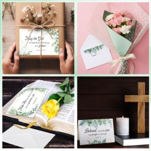 Affrolling 50 Pack Religious Christian Thank You Cards Bulk with Scripture and Envelopes Bible Verse Greeting Cards of Encouragement Inspirational Baptism Note Cards, 4 x 6 Inch(Leaf)