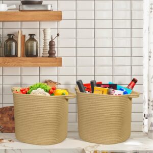 GLCON Cotton Rope Baskets for Organizing - 2 Pack Cube Storage Bins - Woven Basket for Storage - Square Toy Organizer Bins - Storage Cubes for Shelves, Closet - Baby Nursery Bin