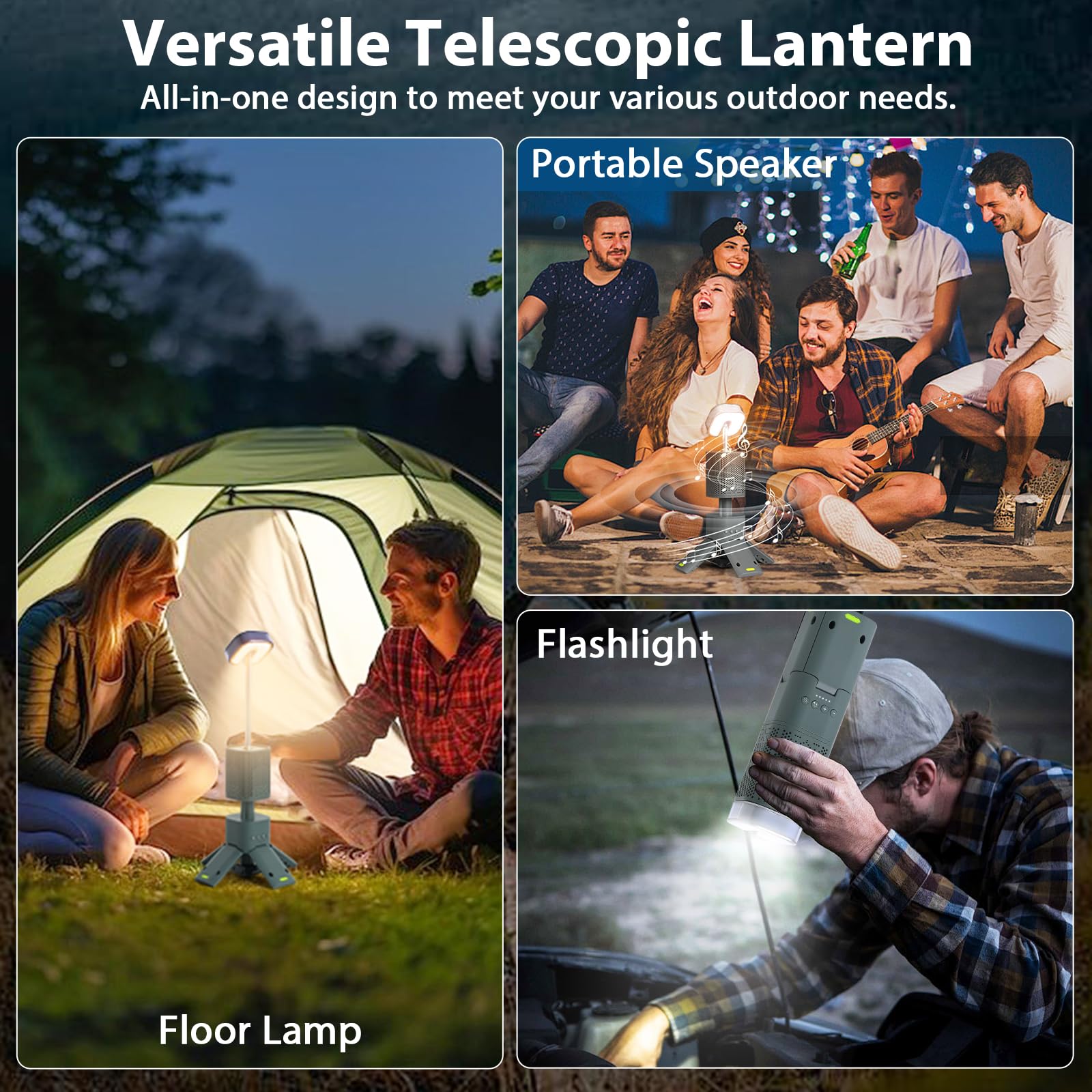 Yoobao Camping Lantern Rechargeable 14000mAh Battery Operated, Outdoor Telescopic Camping Tent Lights, 5 Light Modes, Magnetic Base, LED Flashlight Camping Essentials for Camping, Hiking, Emergency