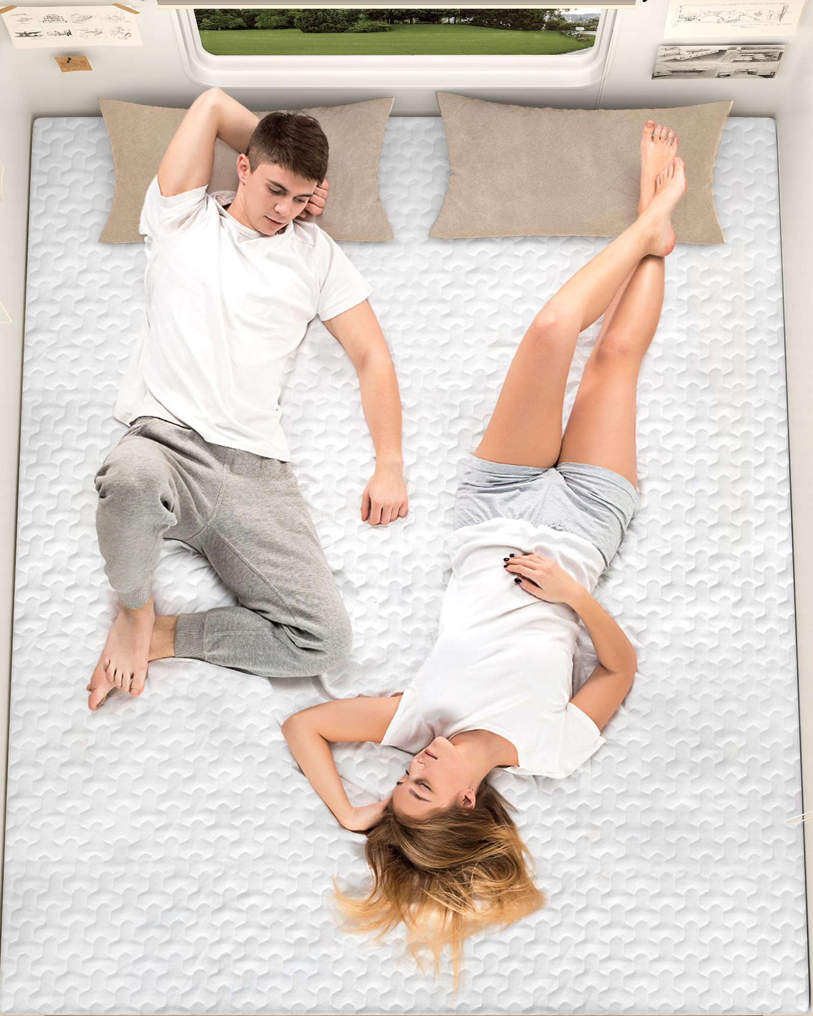 Slumbrae 4" [RV King] Memory Foam Mattress Topper for RV with Ultra Soft Cover, CertiPUR-US Certified, 72"*80"