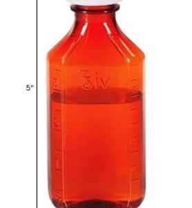 Sandhill Tools Graduated Amber Oval Medicine Bottles with Child Resistant Caps 4 Oz Travel Size Containers for liquids and Lotions (Pack of 12)