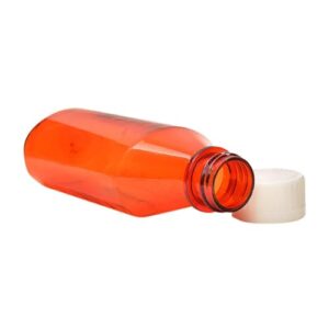 Sandhill Tools Graduated Amber Oval Medicine Bottles with Child Resistant Caps 4 Oz Travel Size Containers for liquids and Lotions (Pack of 12)