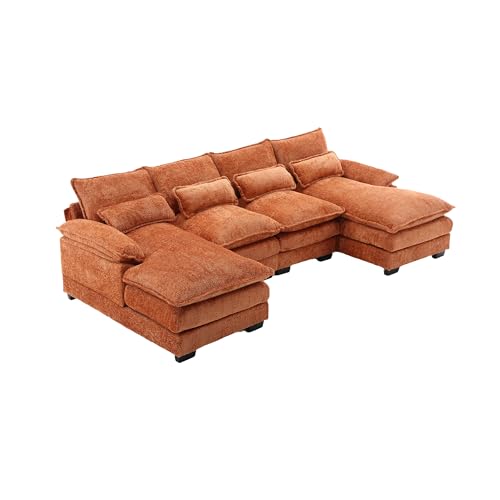 Oversized Modular Sectional Sofa with Chaise Lounge, 110.63" Chenille Upholstered Cloud Couches for Living Room, U Shaped Large Overstuffed Sofa&Couches with Thicked Cushion for Apartment Office