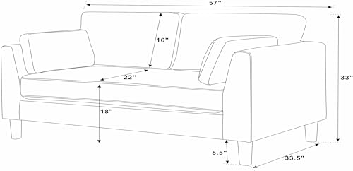 Oadeer Home 57'' Upholstered Loveseat with Pillow Arm