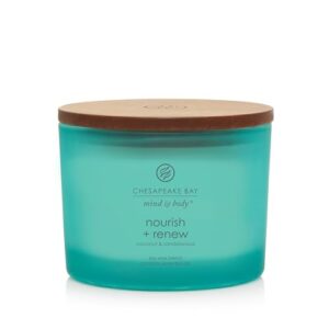 chesapeake bay candle mind & body 3-wick coffee table jar candle, nourish + renew (coconut & sandalwood)