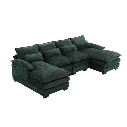 Oversized Modular Sectional Sofa with Chaise Lounge, 110.63" Chenille Upholstered Cloud Couches for Living Room, U Shaped Large Overstuffed Sofa&Couches with Thicked Cushion for Apartment Office