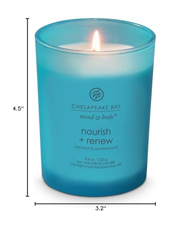 Chesapeake Bay Candle Mind & Body Medium Jar Candle, Nourish + Renew (Coconut & Sandalwood)